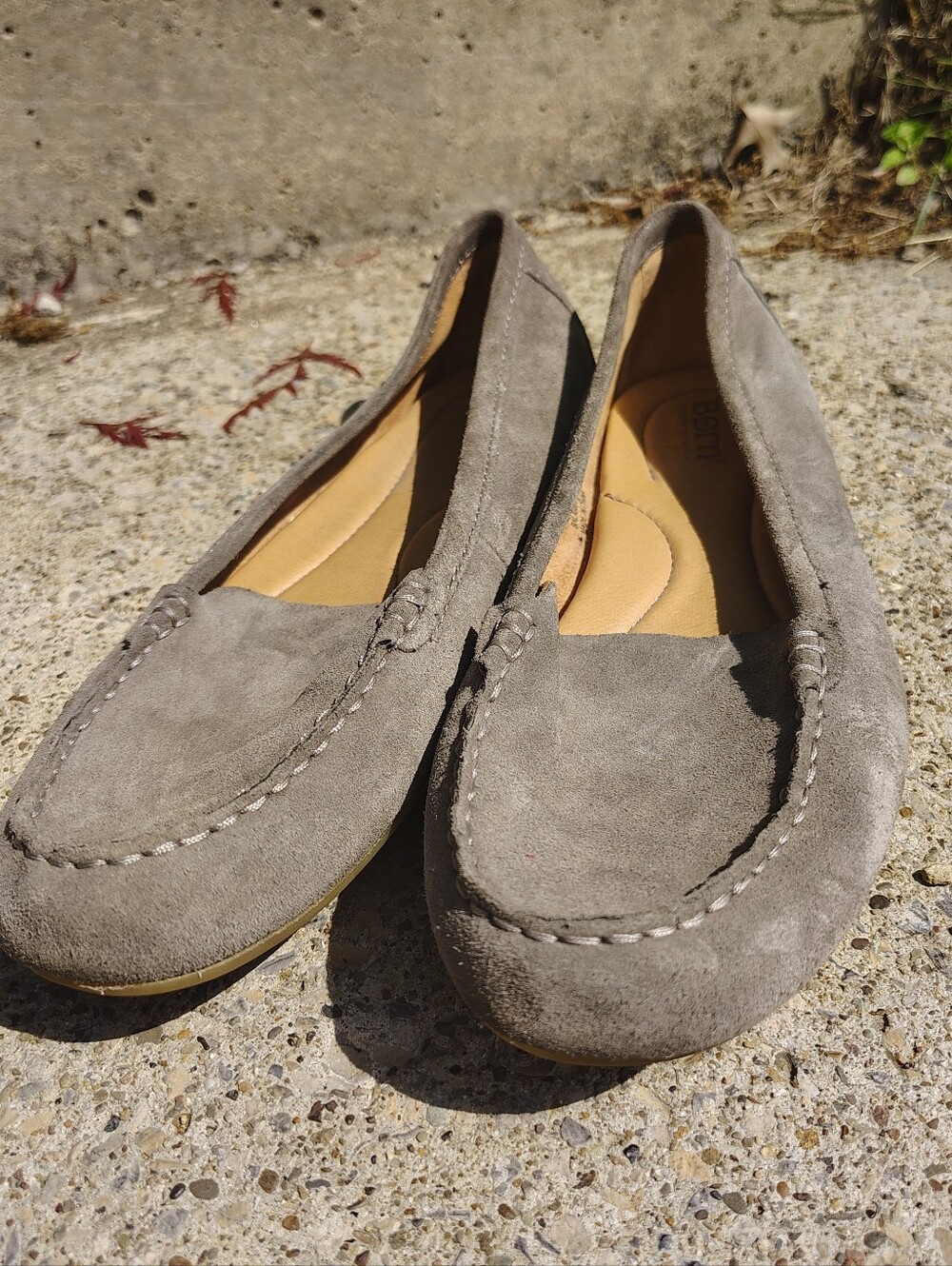 Born Womens Axona Leather Driving Mocs Loafer  Gray Size 9.5 M
